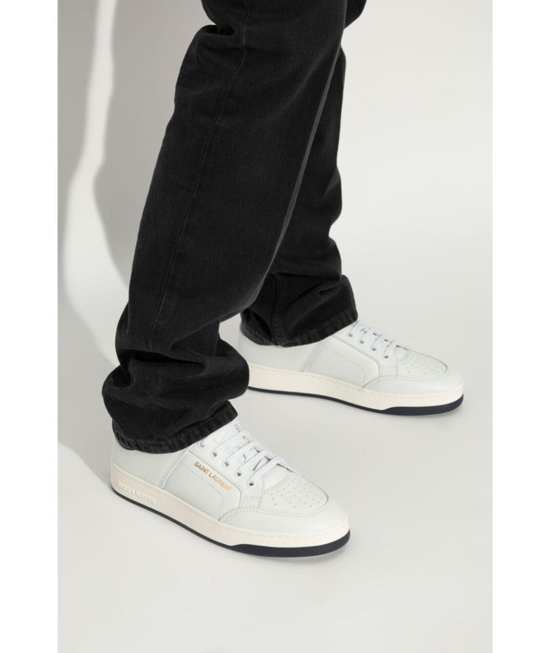 SAINT LAURENT Белые кожаные низкие кроссовки / кеды, фото 5