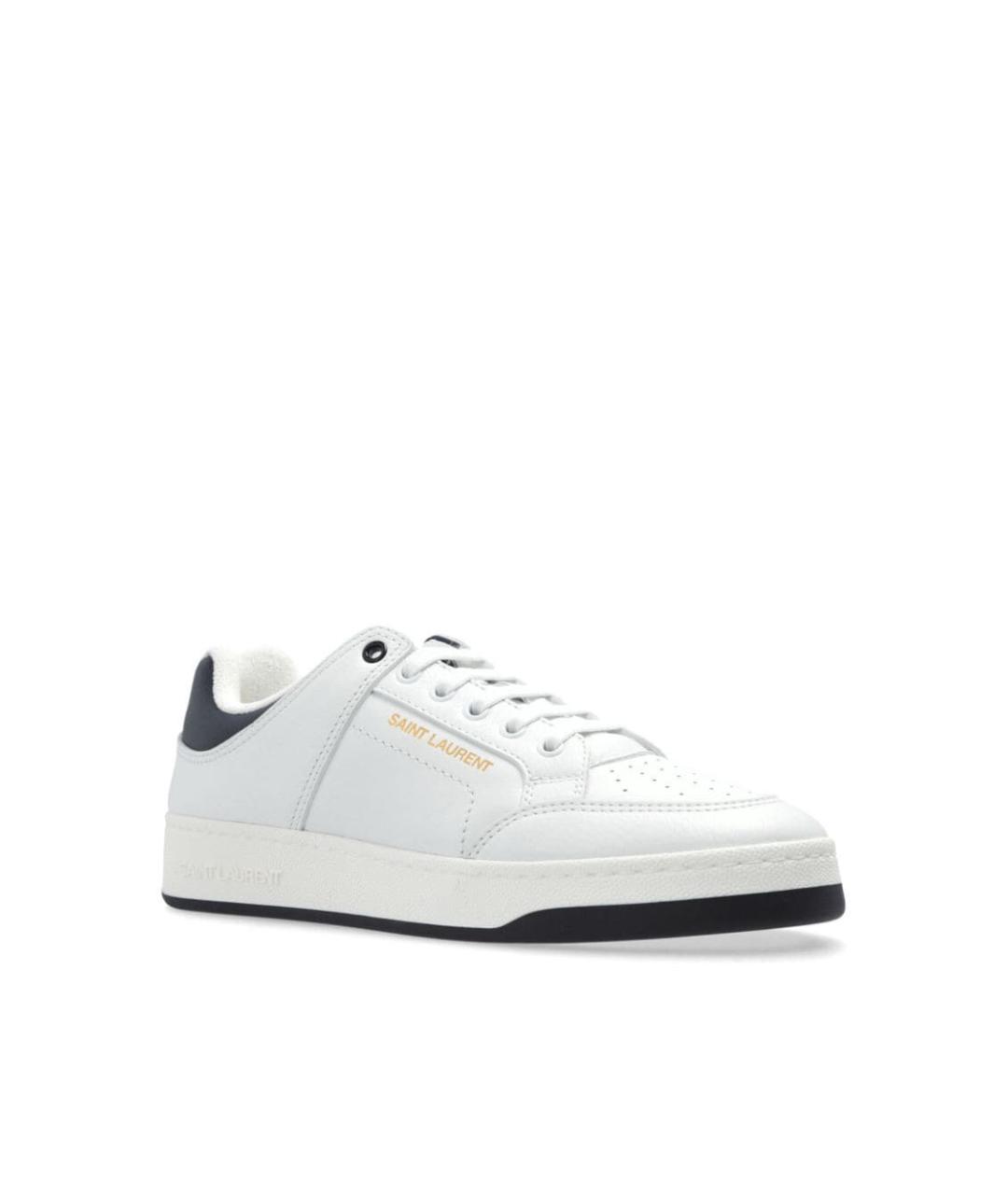 SAINT LAURENT Белые кожаные низкие кроссовки / кеды, фото 3