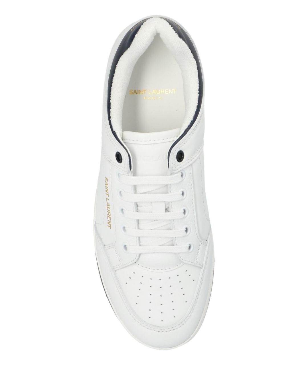 SAINT LAURENT Белые кожаные низкие кроссовки / кеды, фото 2