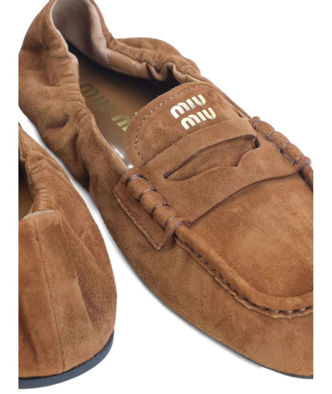 MIU MIU Коричневые замшевые лоферы, фото 3