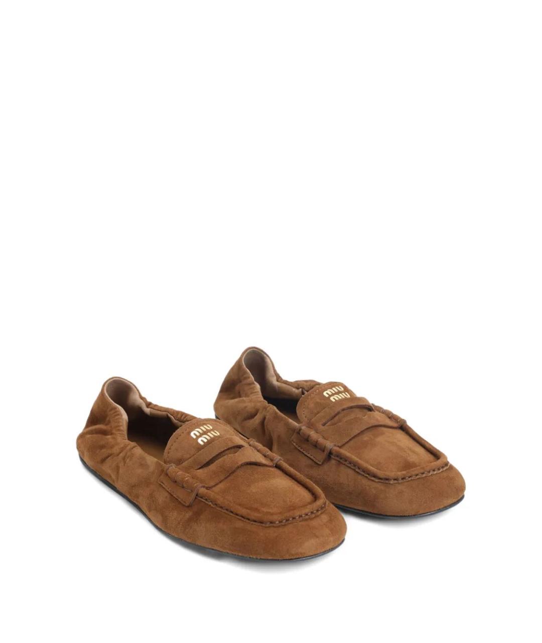 MIU MIU Коричневые замшевые лоферы, фото 2