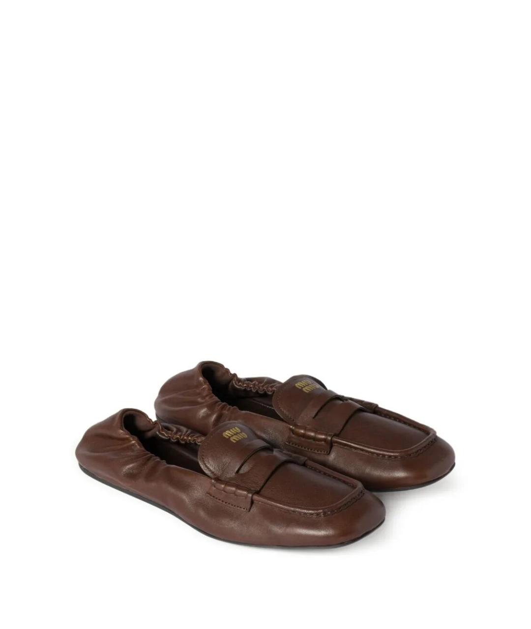 MIU MIU Коричневые кожаные лоферы, фото 4