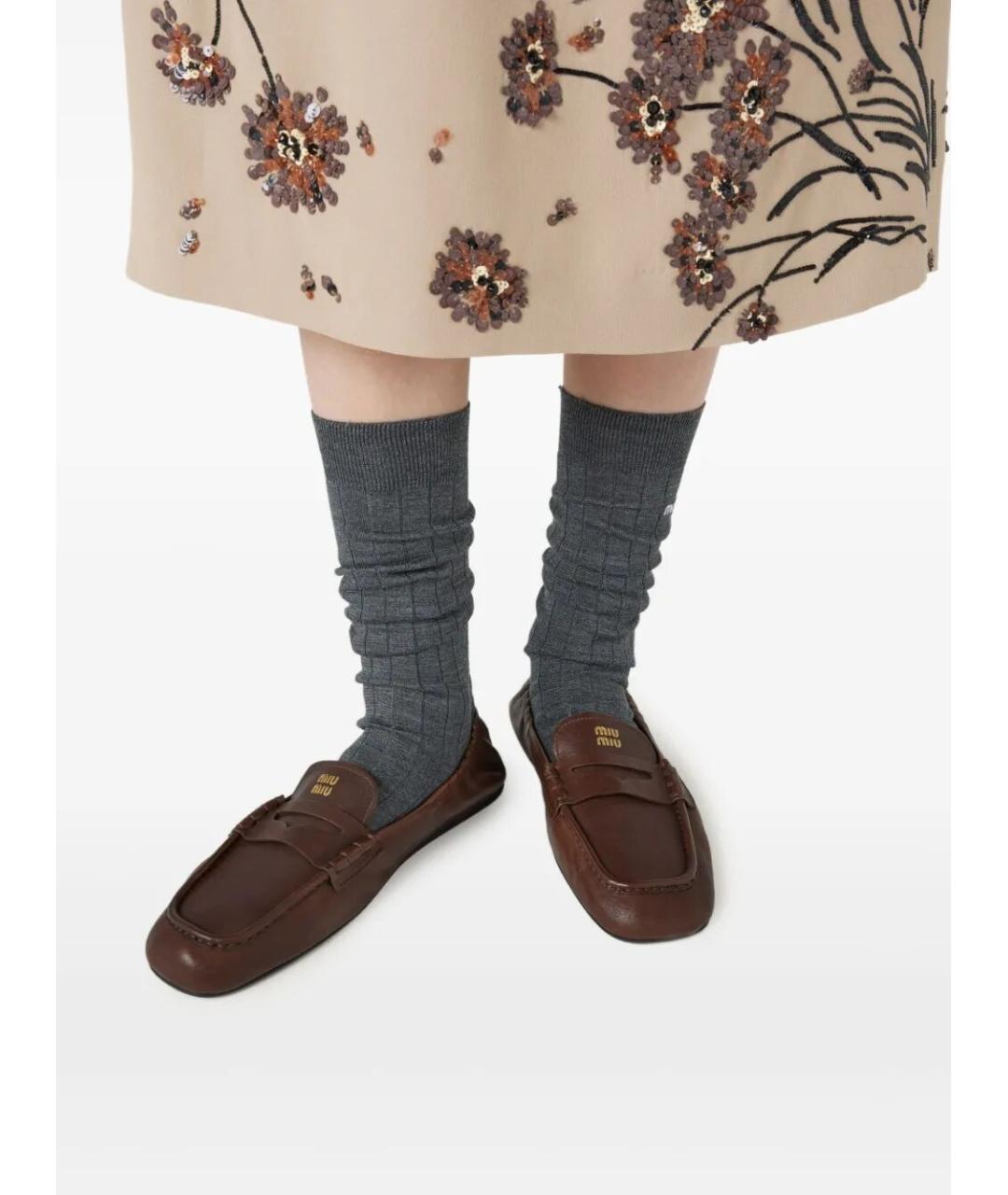 MIU MIU Коричневые кожаные лоферы, фото 2