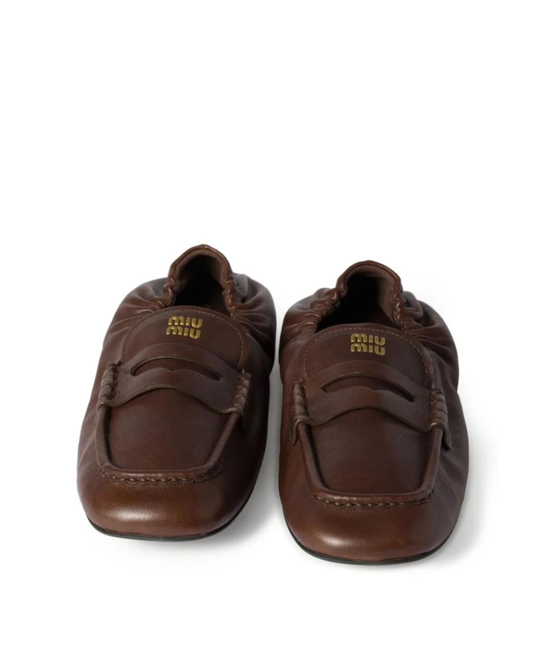 MIU MIU Коричневые кожаные лоферы, фото 5