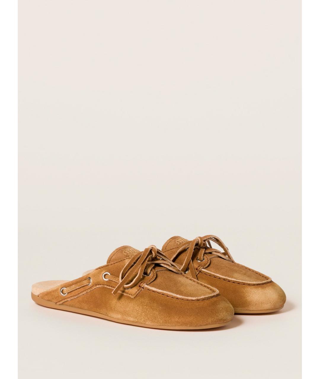 MIU MIU Коричневые замшевые сабо, фото 2