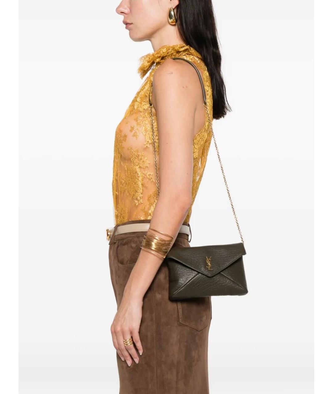 SAINT LAURENT Коричневая кожаная сумка через плечо, фото 2