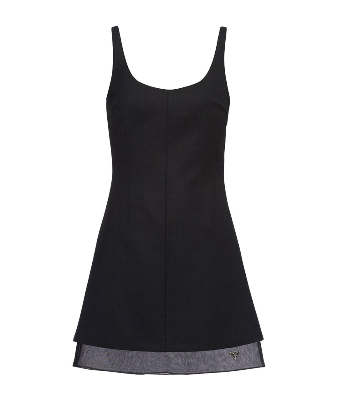 PRADA Черное шерстяное коктейльное платье, фото 1