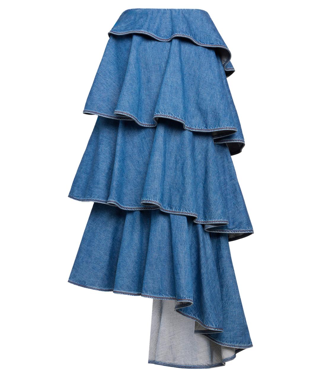 ALAIA Голубая хлопковая юбка миди, фото 2