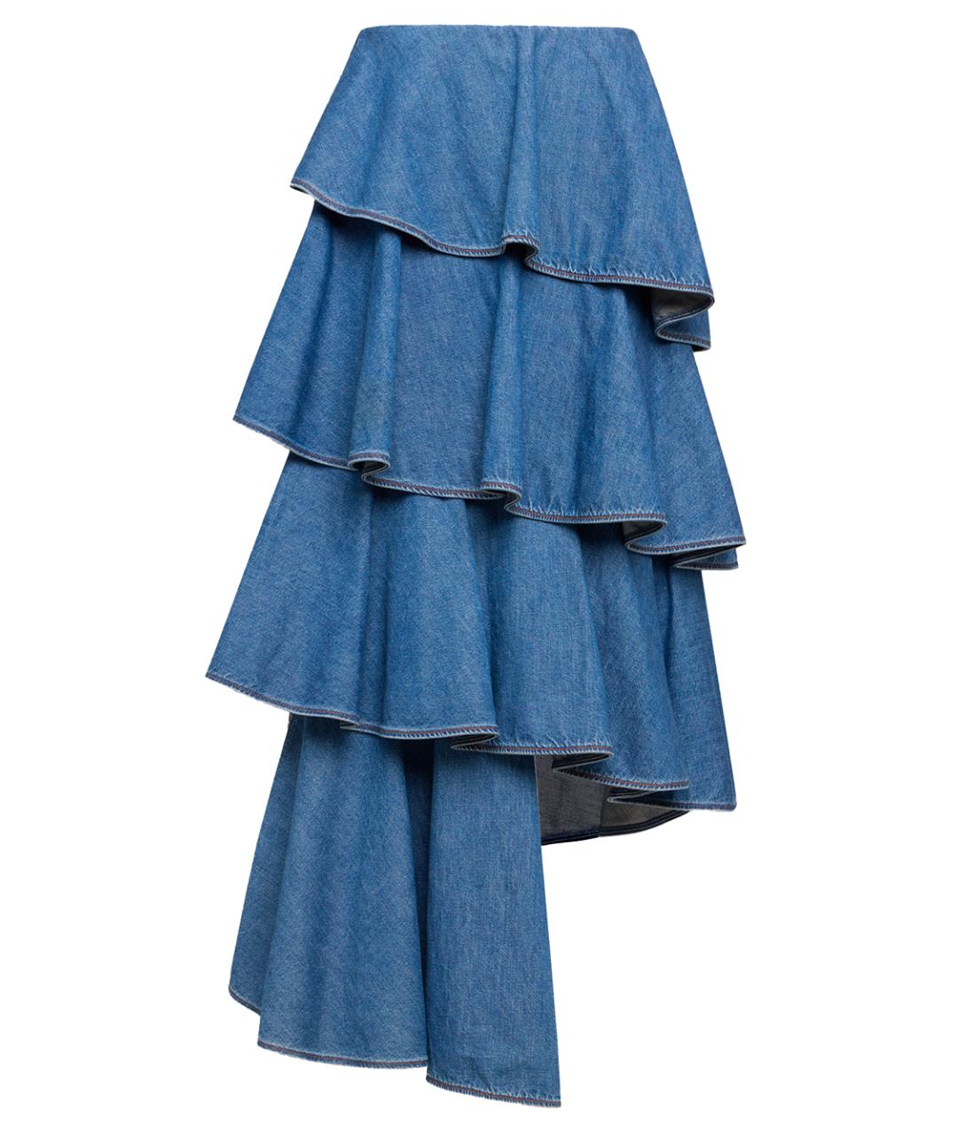 ALAIA Голубая хлопковая юбка миди, фото 1