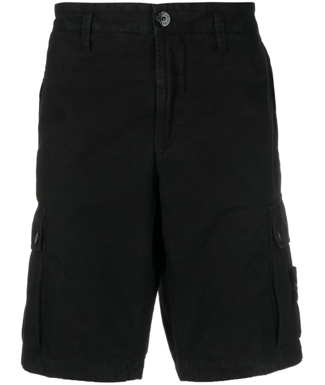 STONE ISLAND Черные хлопковые шорты, фото 1