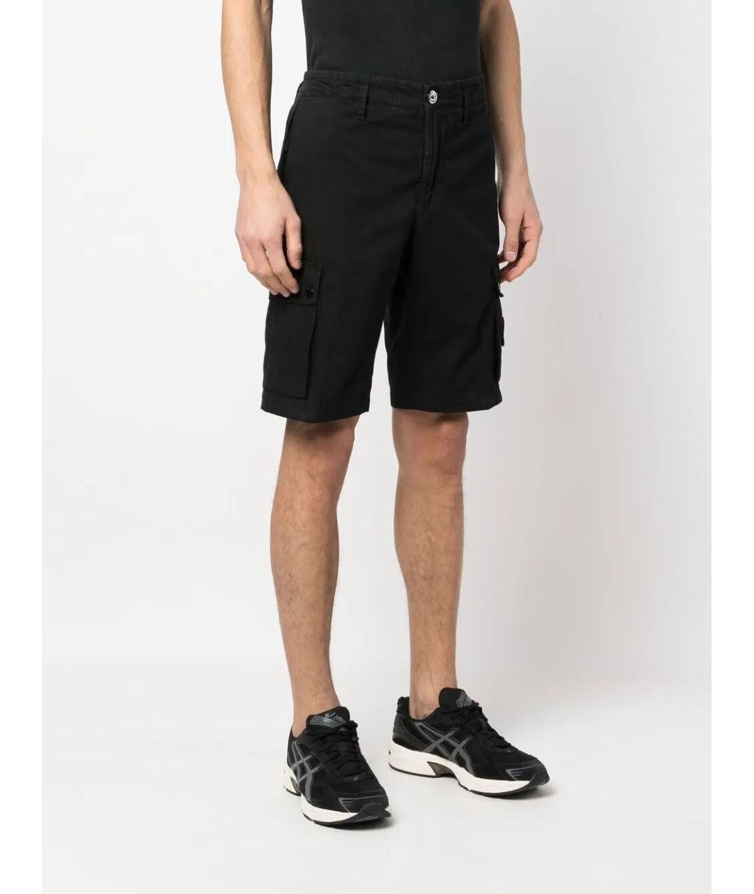 STONE ISLAND Черные хлопковые шорты, фото 3