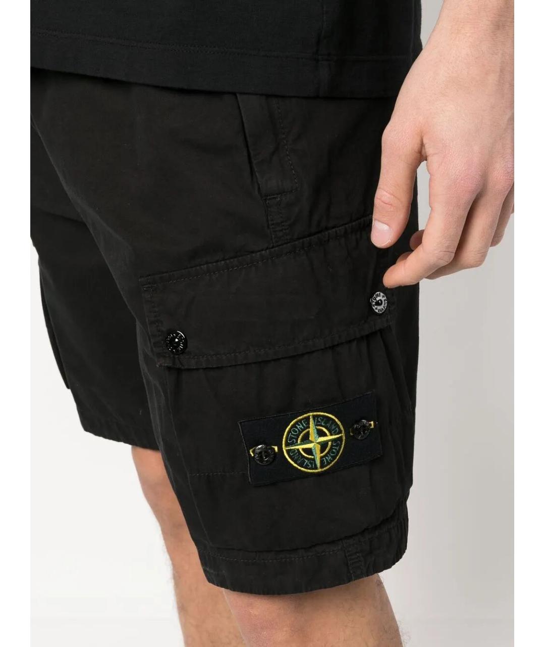 STONE ISLAND Черные хлопковые шорты, фото 4