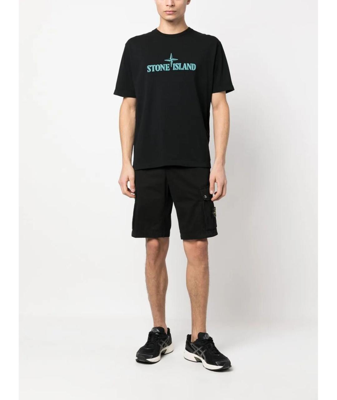 STONE ISLAND Черные хлопковые шорты, фото 2