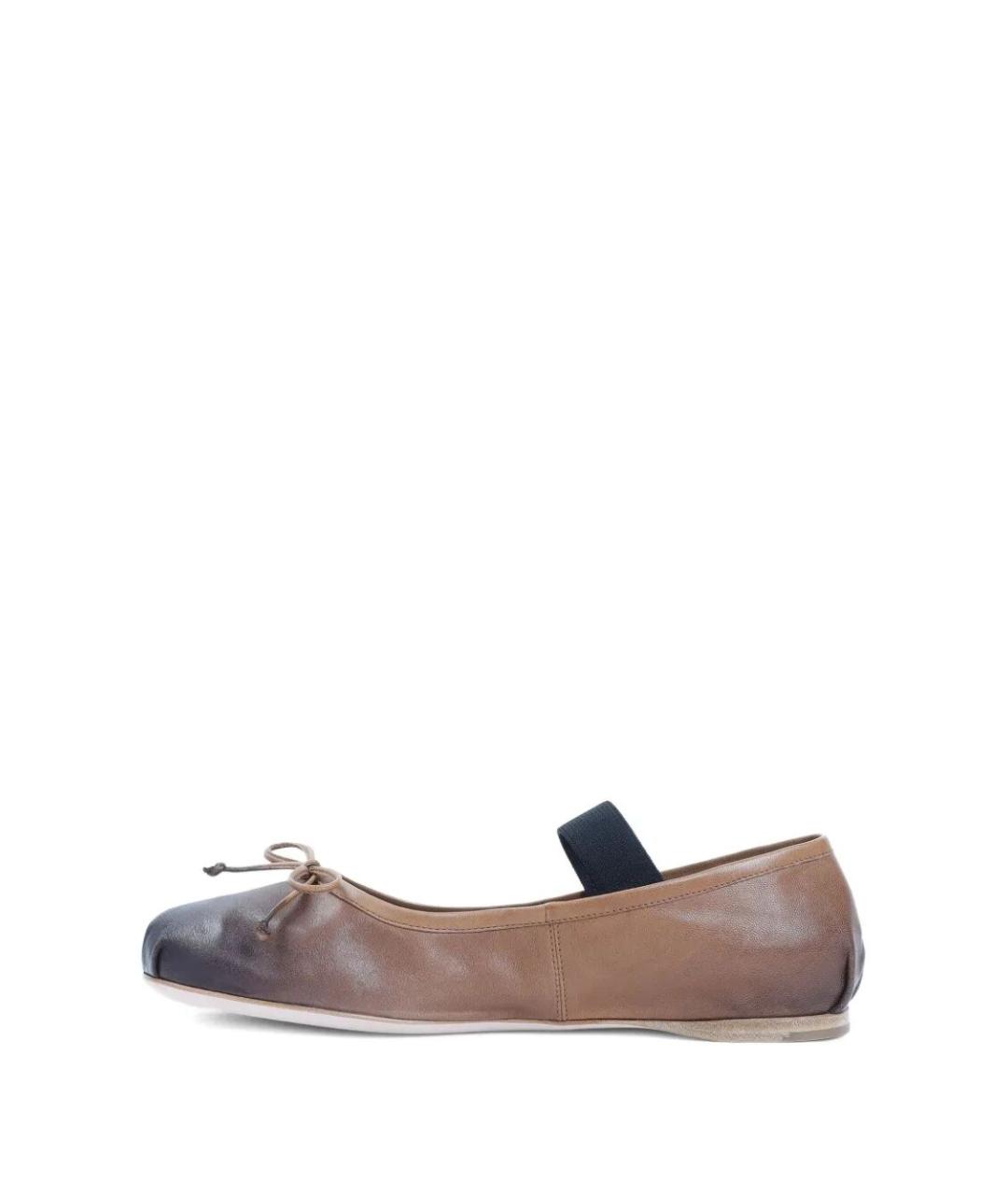 MIU MIU Коричневые кожаные балетки, фото 3