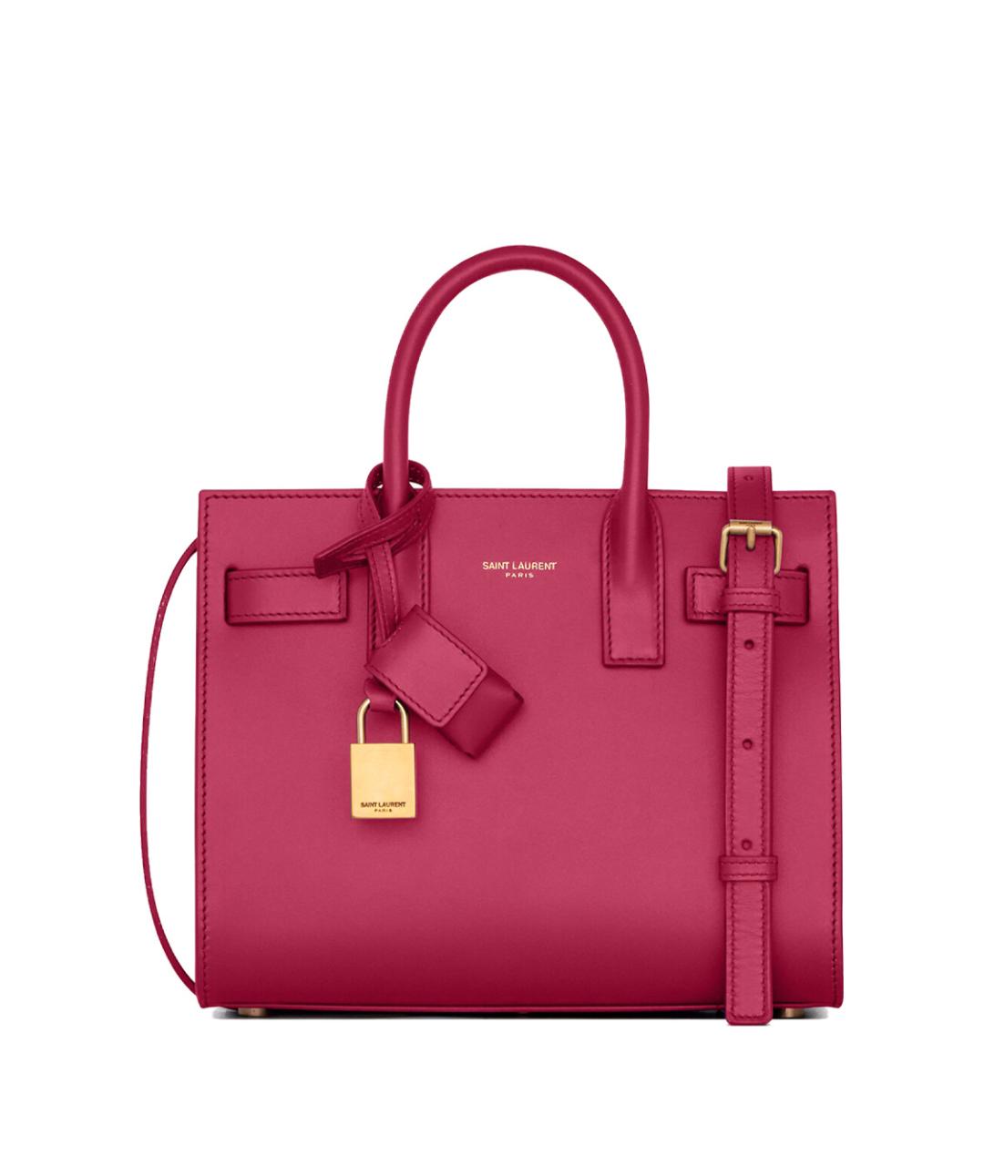 SAINT LAURENT Фуксия кожаная сумка тоут, фото 1