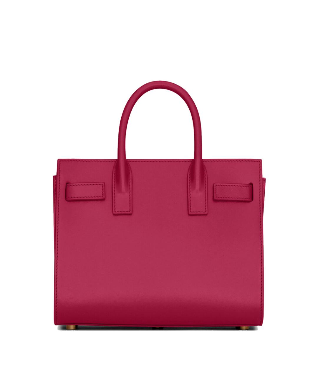 SAINT LAURENT Фуксия кожаная сумка тоут, фото 3