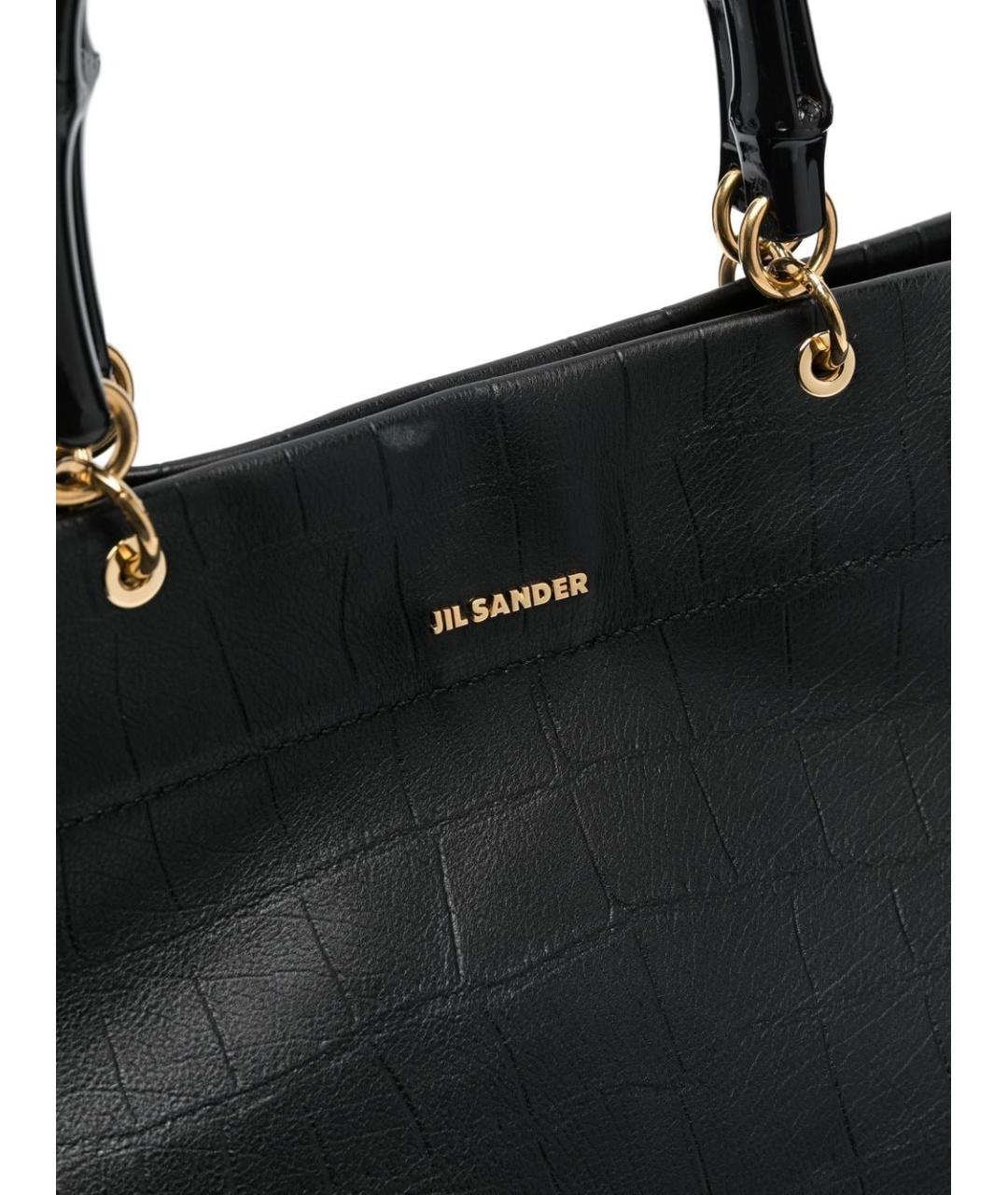 JIL SANDER Черная кожаная сумка тоут, фото 2