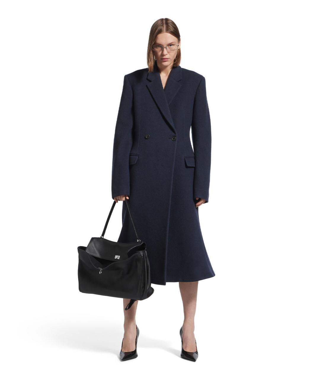 BALENCIAGA Темно-синее шерстяное пальто, фото 2