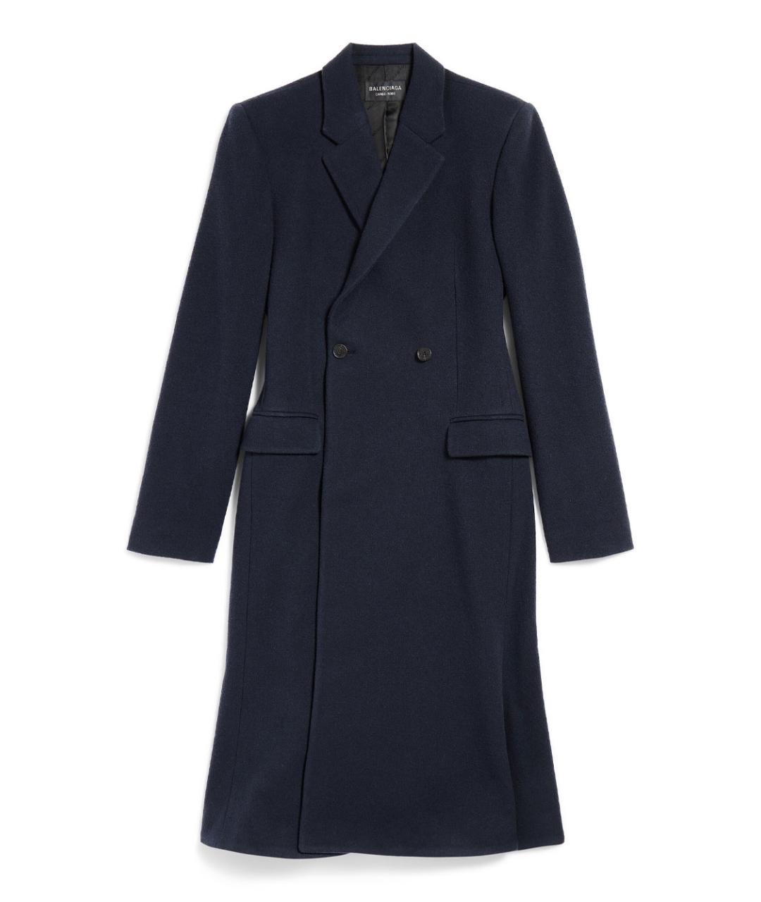 BALENCIAGA Темно-синее шерстяное пальто, фото 1