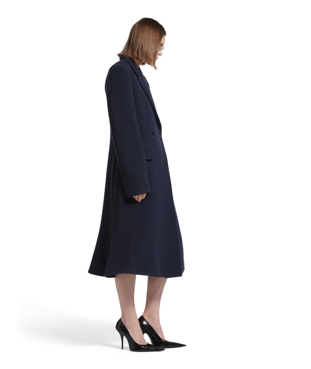 BALENCIAGA Темно-синее шерстяное пальто, фото 4