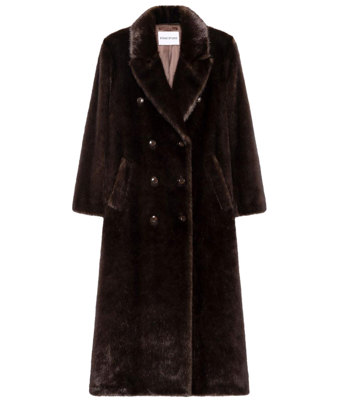STAND STUDIO Коричневая полиэстеровая шуба, фото 1