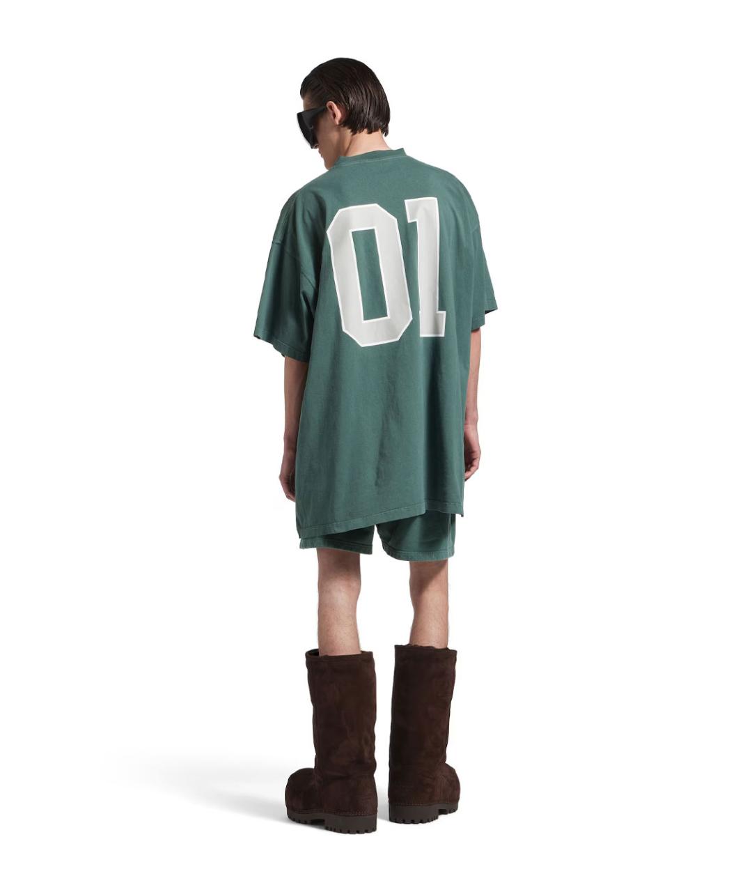 BALENCIAGA Зеленая хлопковая футболка, фото 3