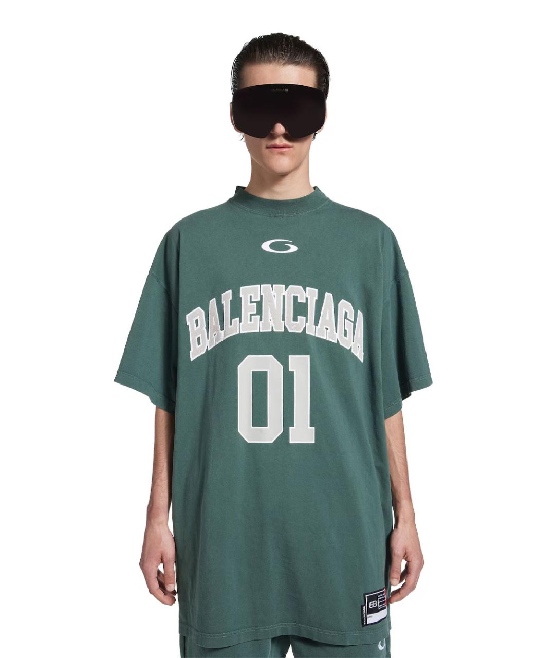BALENCIAGA Зеленая хлопковая футболка, фото 2