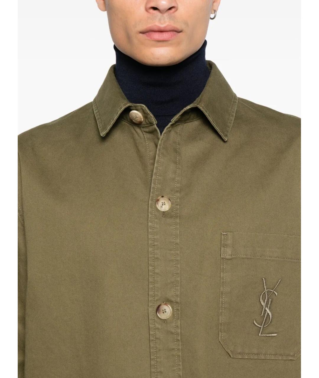 SAINT LAURENT Хаки хлопковая кэжуал рубашка, фото 3