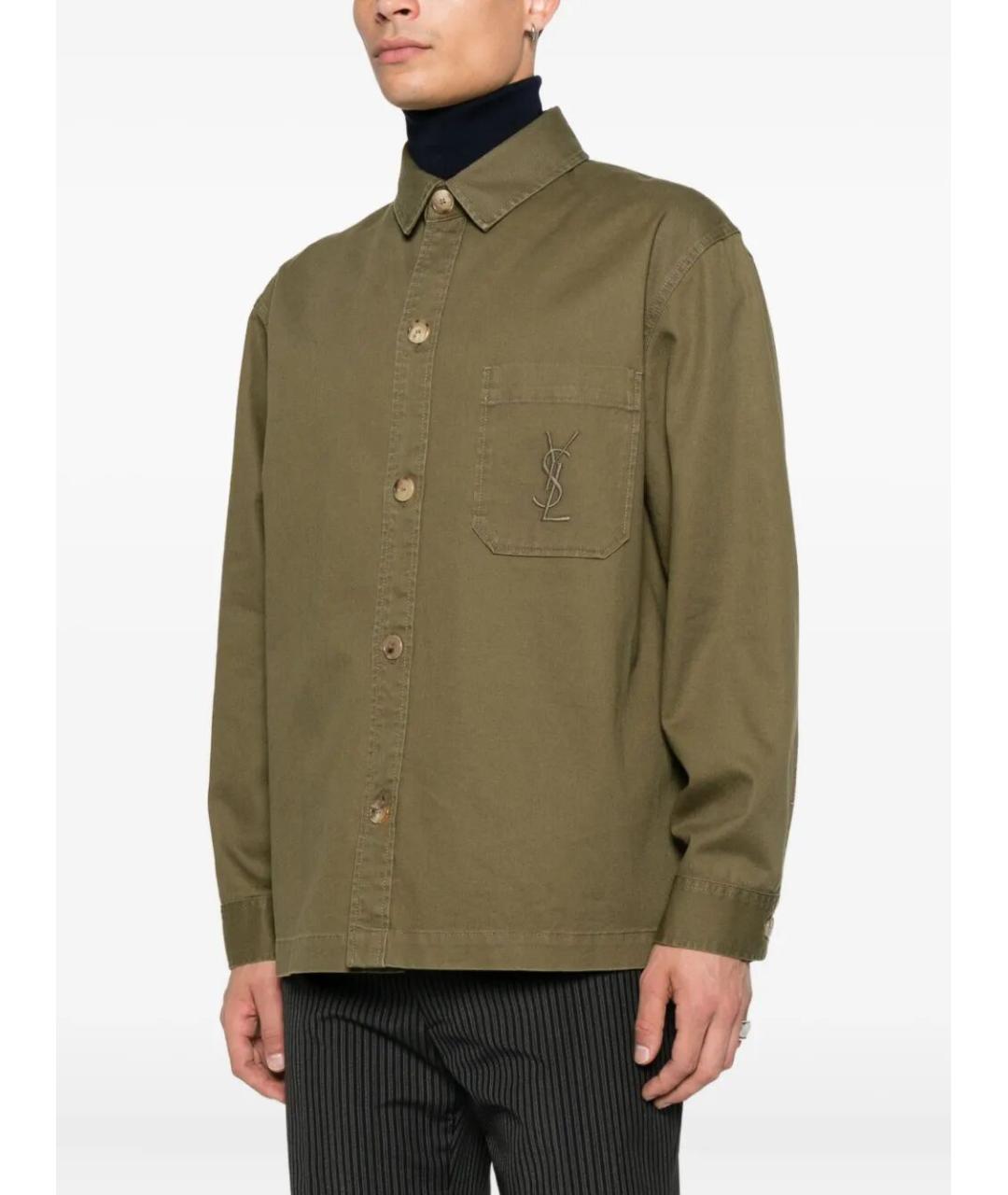 SAINT LAURENT Хаки хлопковая кэжуал рубашка, фото 5