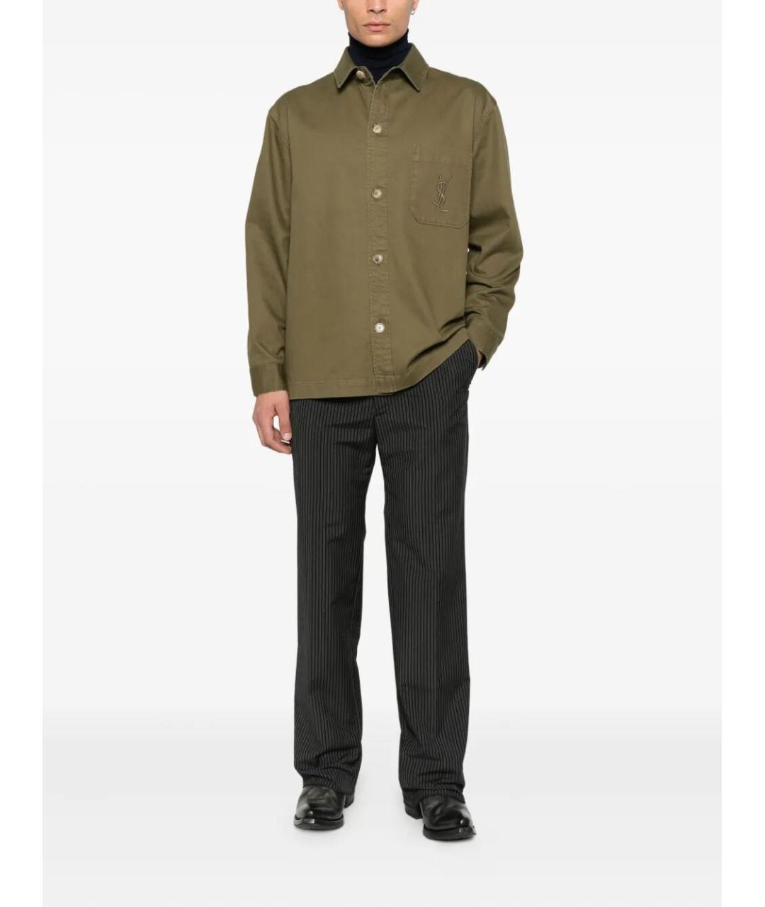 SAINT LAURENT Хаки хлопковая кэжуал рубашка, фото 2