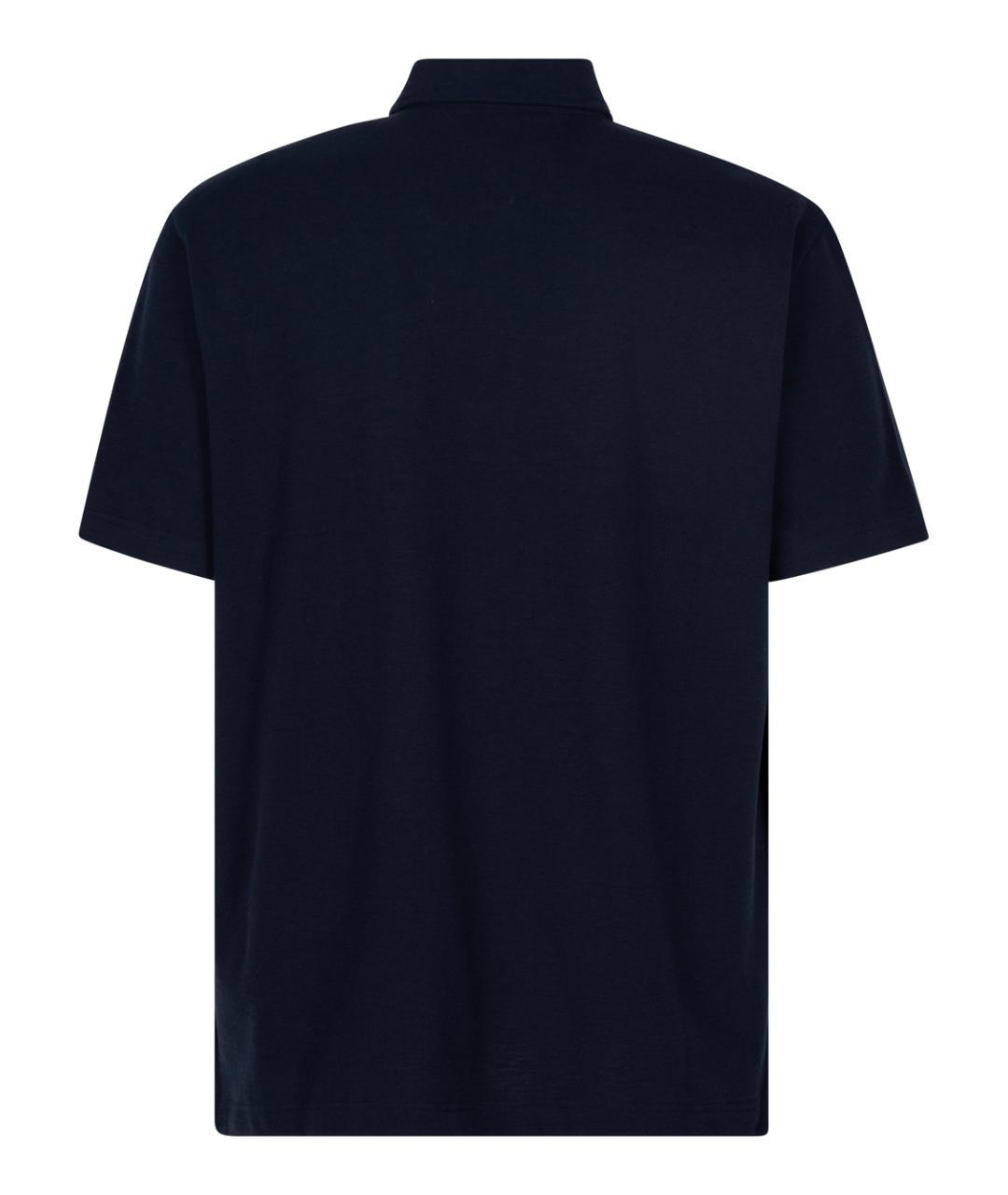 BOTTEGA VENETA Темно-синее хлопковое поло с коротким рукавом, фото 2