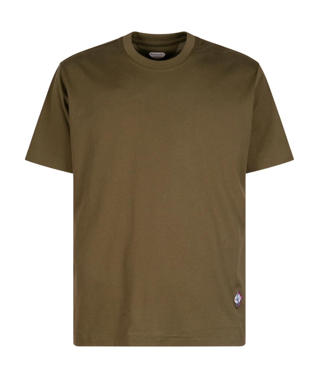 BOTTEGA VENETA Хаки хлопковая футболка, фото 1