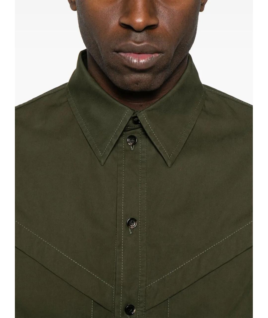 BOTTEGA VENETA Зеленая хлопковая кэжуал рубашка, фото 4