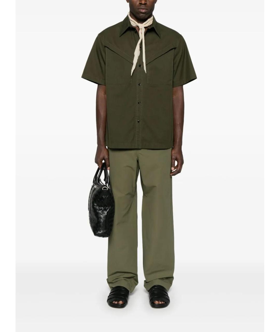 BOTTEGA VENETA Зеленая хлопковая кэжуал рубашка, фото 5