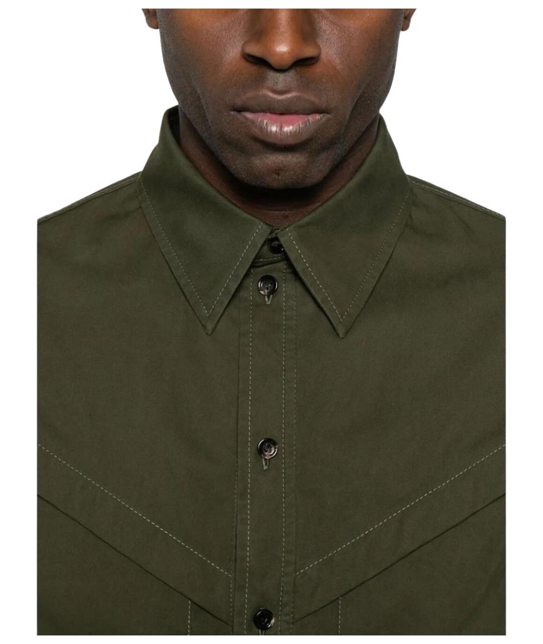BOTTEGA VENETA Зеленая хлопковая кэжуал рубашка, фото 4