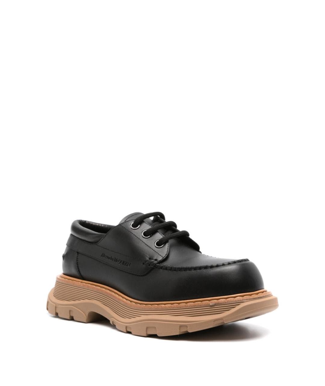 ALEXANDER MCQUEEN Черные кожаные низкие ботинки, фото 2