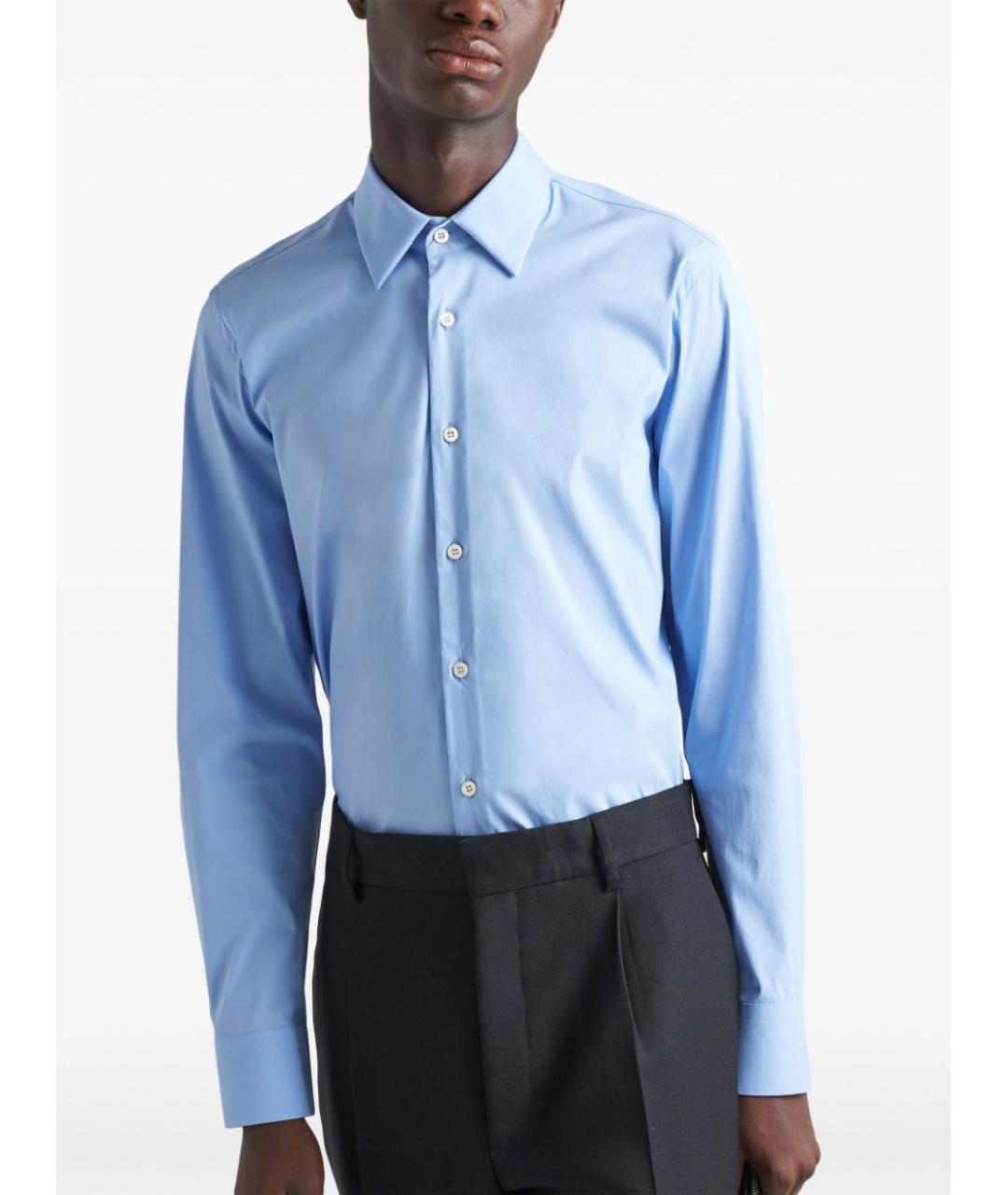 PRADA Голубая хлопковая классическая рубашка, фото 5