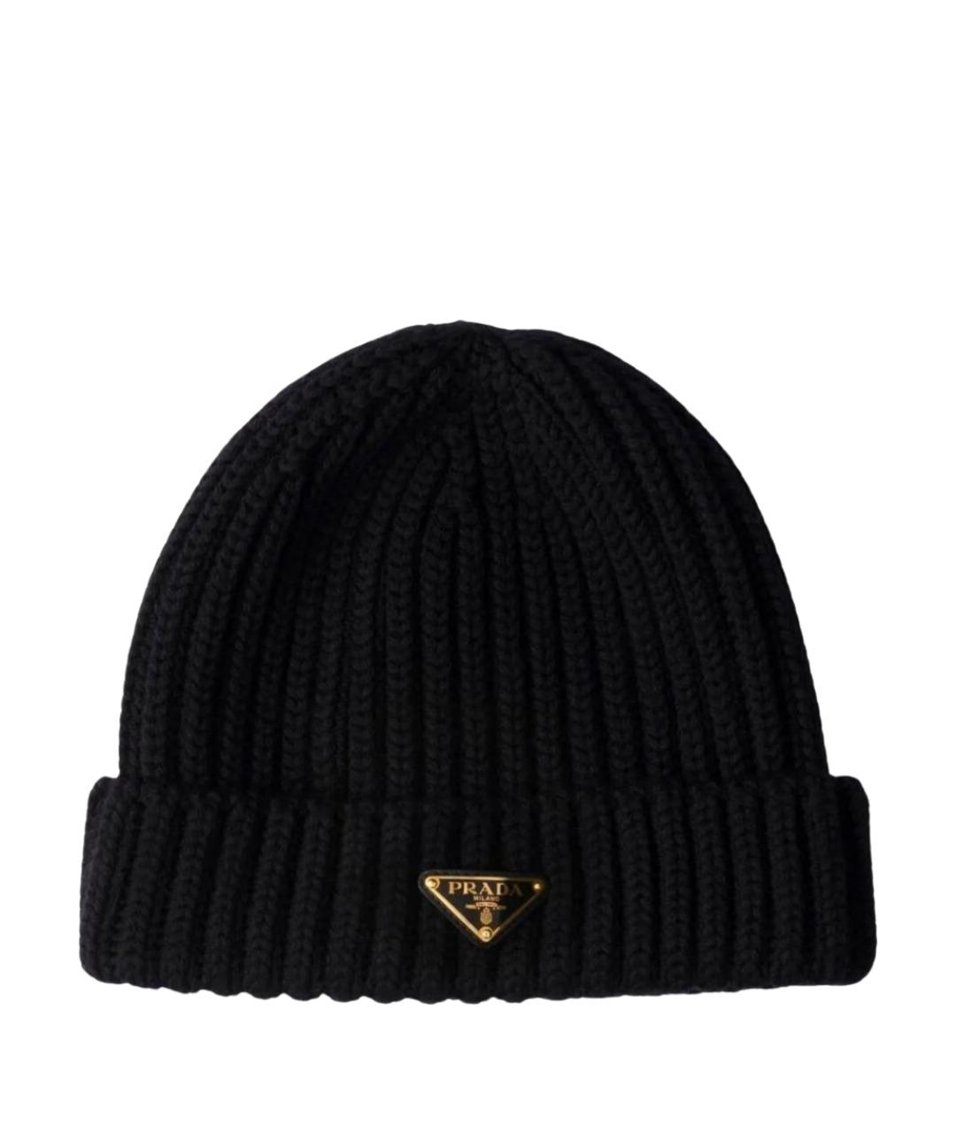 PRADA Черная шерстяная шапка, фото 1