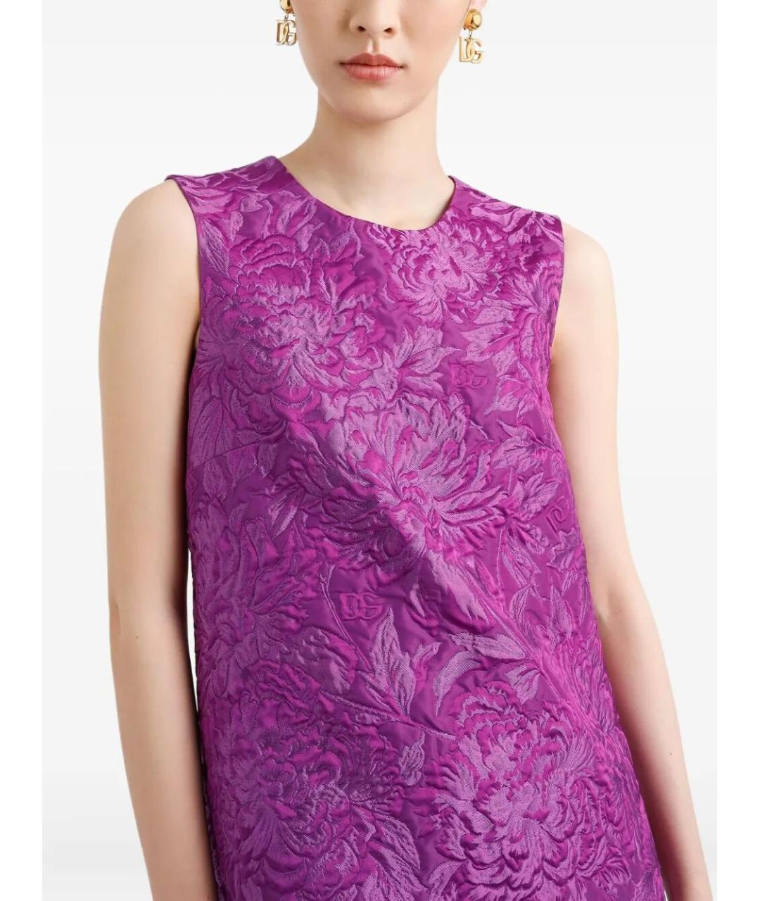 DOLCE&GABBANA Фиолетовое хлопко-эластановое коктейльное платье, фото 5