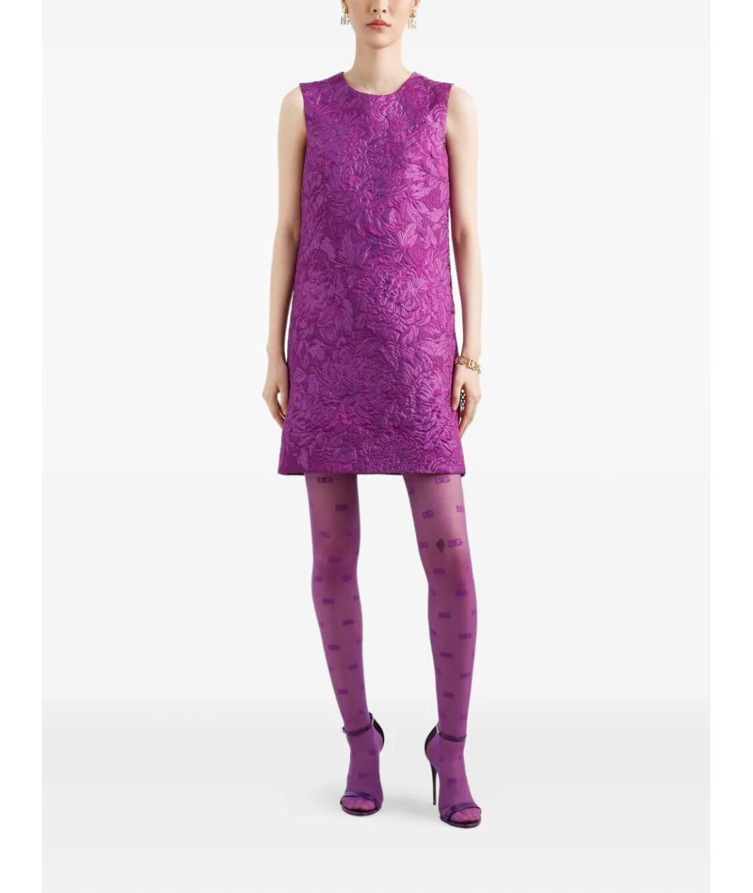 DOLCE&GABBANA Фиолетовое хлопко-эластановое коктейльное платье, фото 2