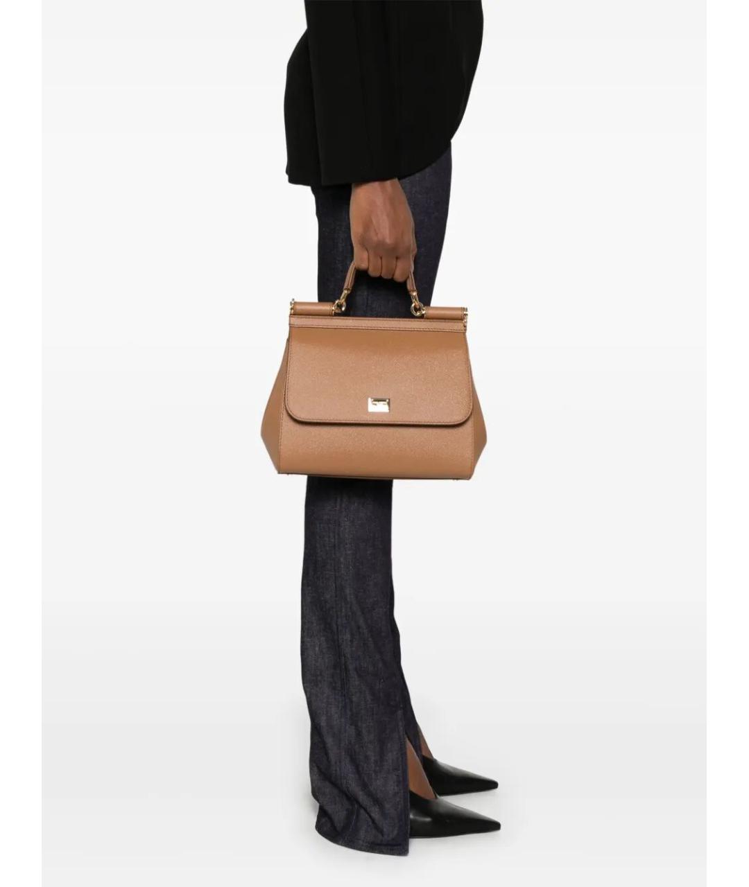 DOLCE&GABBANA Бежевая кожаная сумка тоут, фото 2