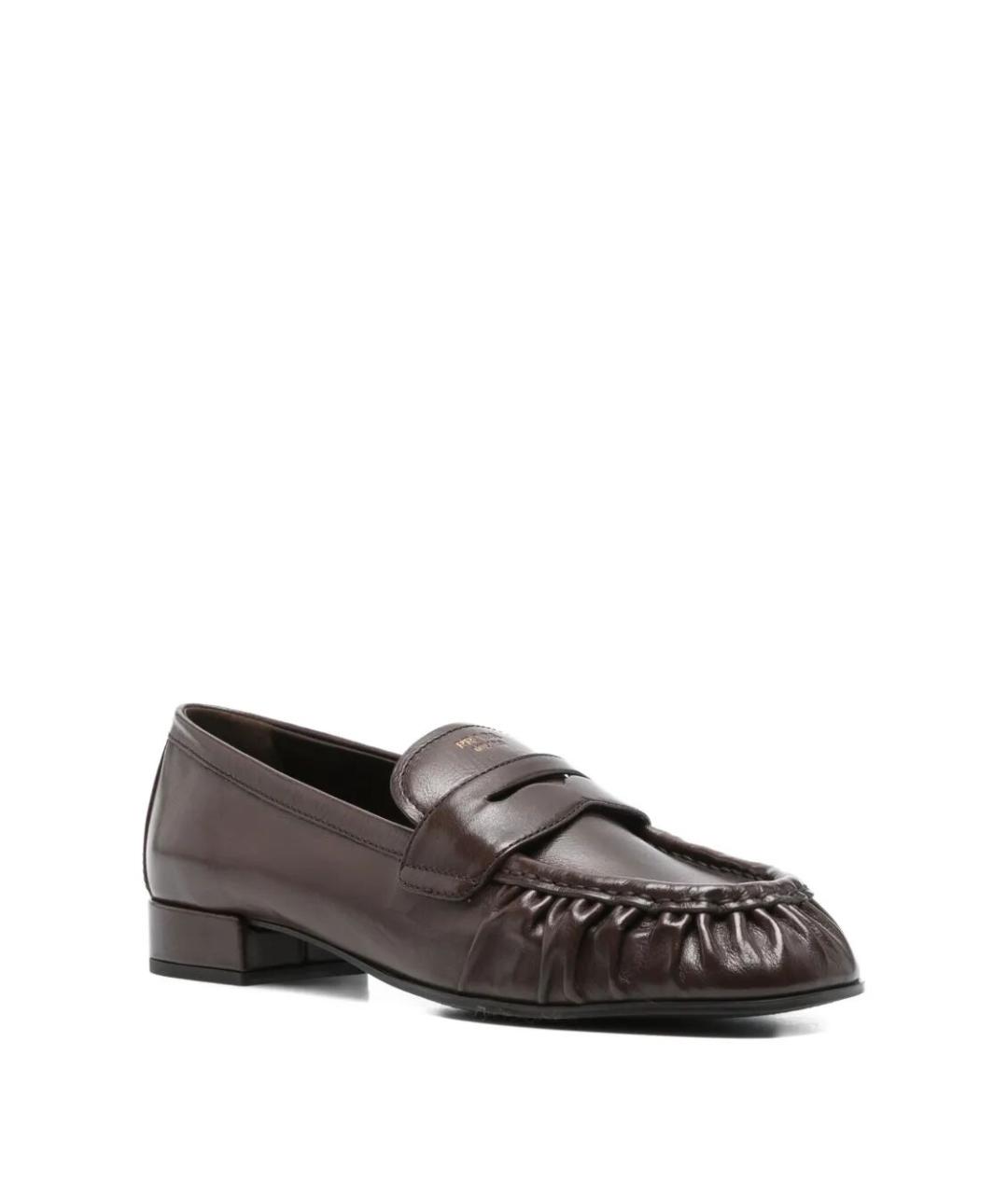 PRADA Коричневые кожаные лоферы, фото 2