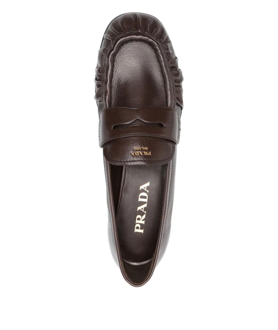 PRADA Коричневые кожаные лоферы, фото 4