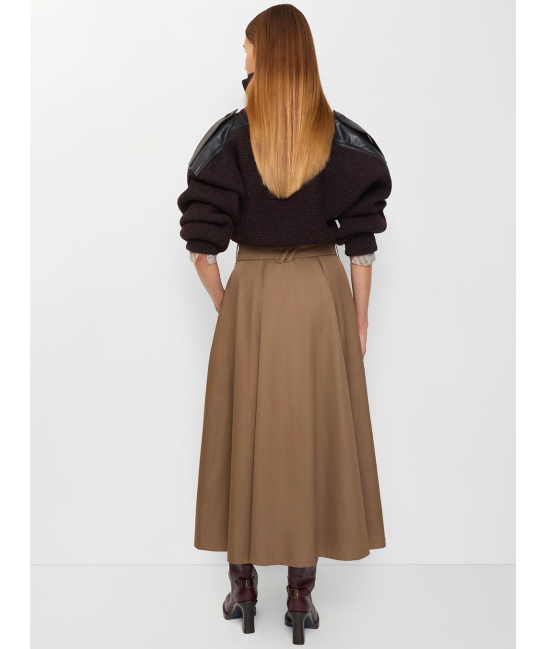 BURBERRY Коричневая хлопковая юбка миди, фото 3