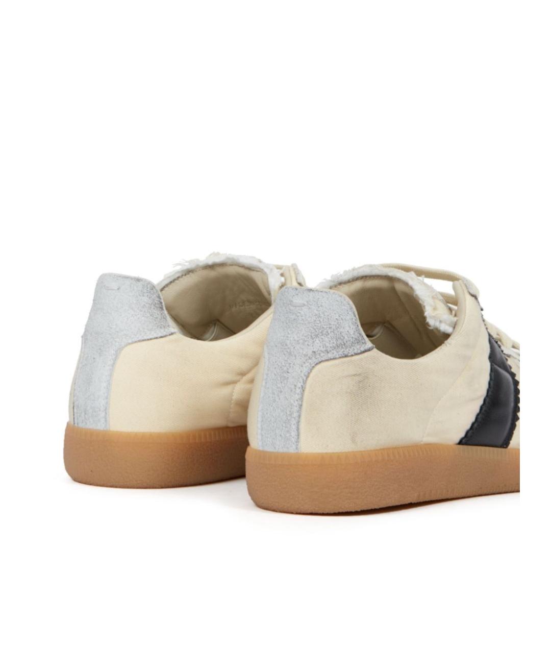 MAISON MARGIELA Бежевые текстильные низкие кроссовки / кеды, фото 6