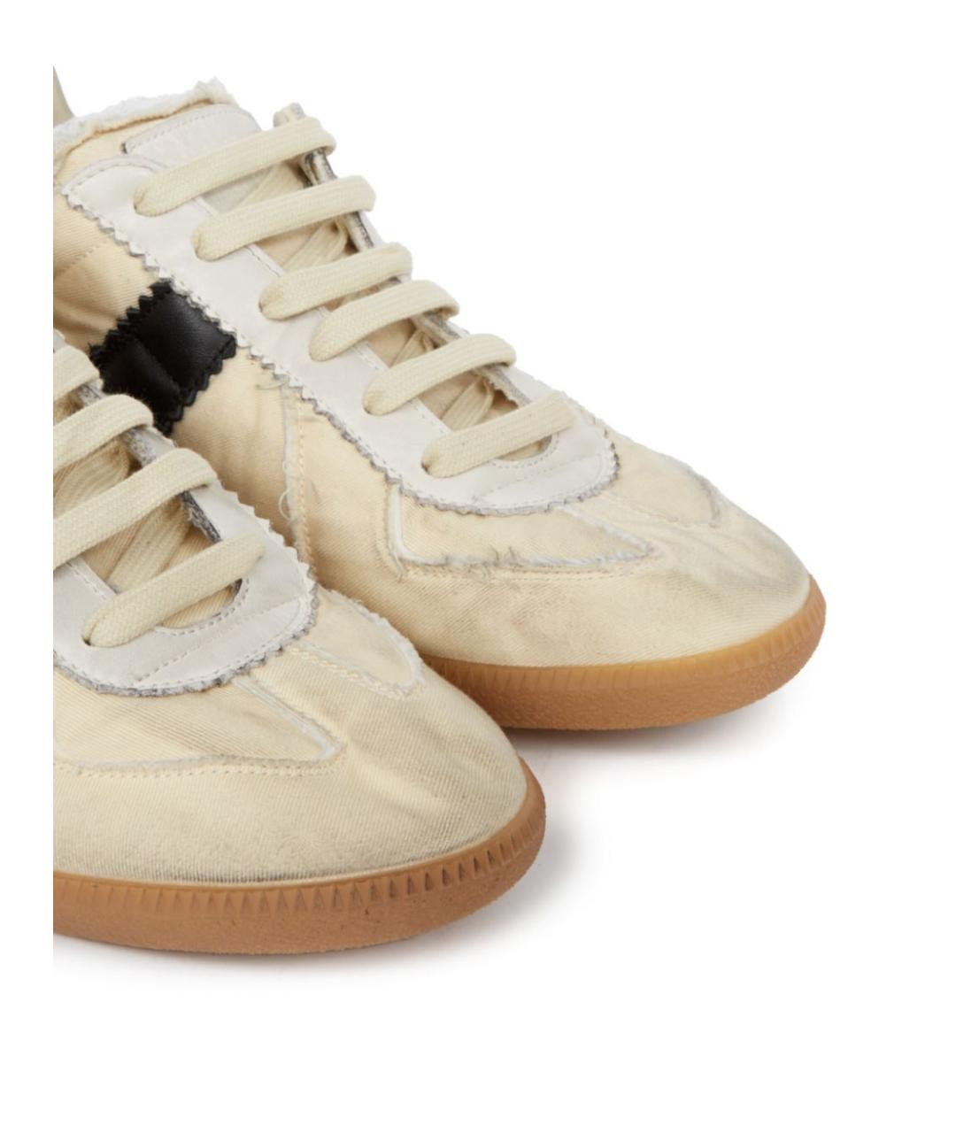 MAISON MARGIELA Бежевые текстильные низкие кроссовки / кеды, фото 2