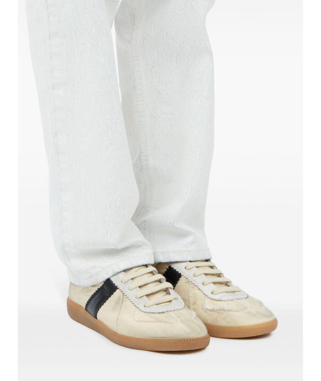 MAISON MARGIELA Бежевые текстильные низкие кроссовки / кеды, фото 3