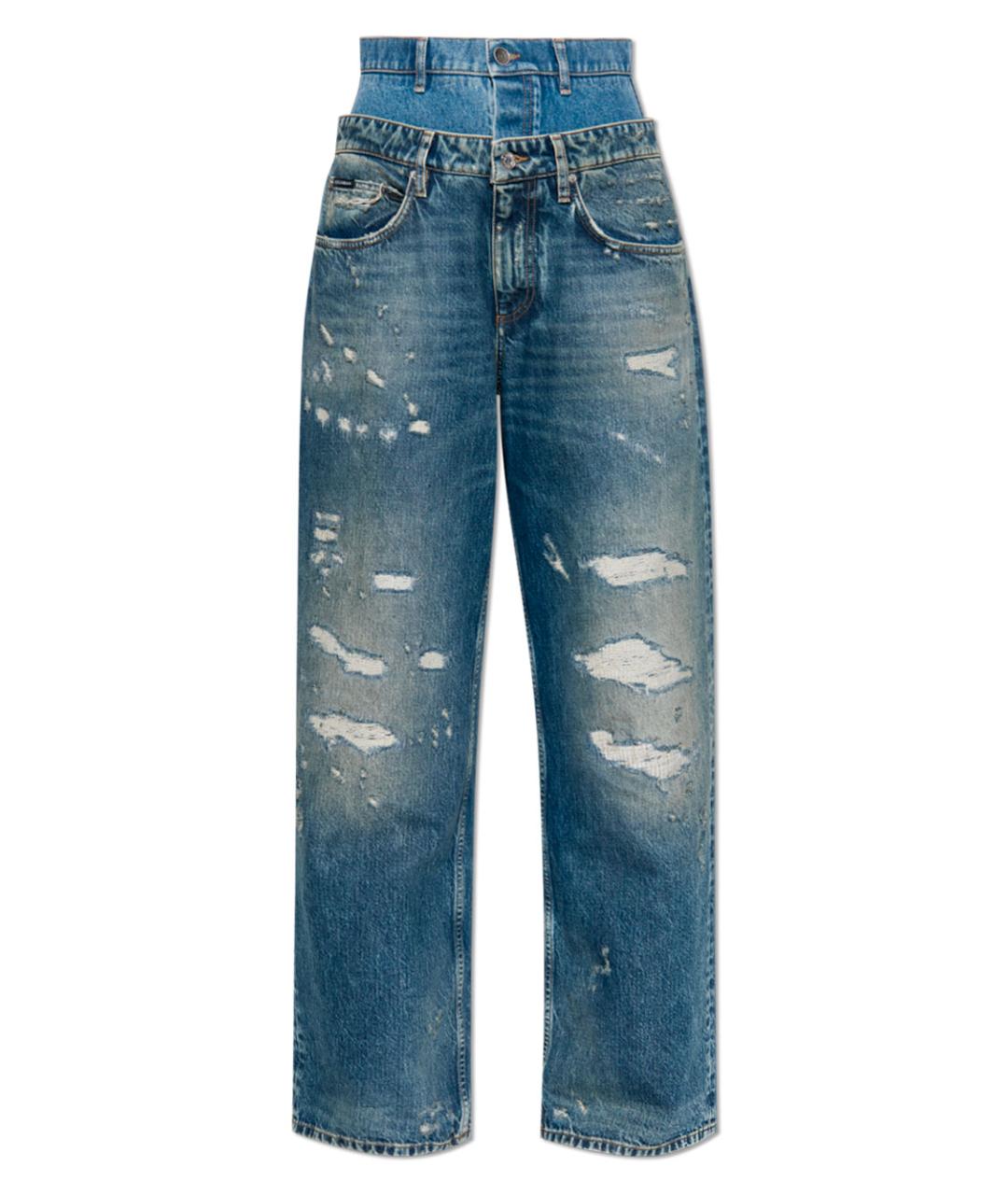 DOLCE&GABBANA Голубые хлопковые прямые джинсы, фото 1