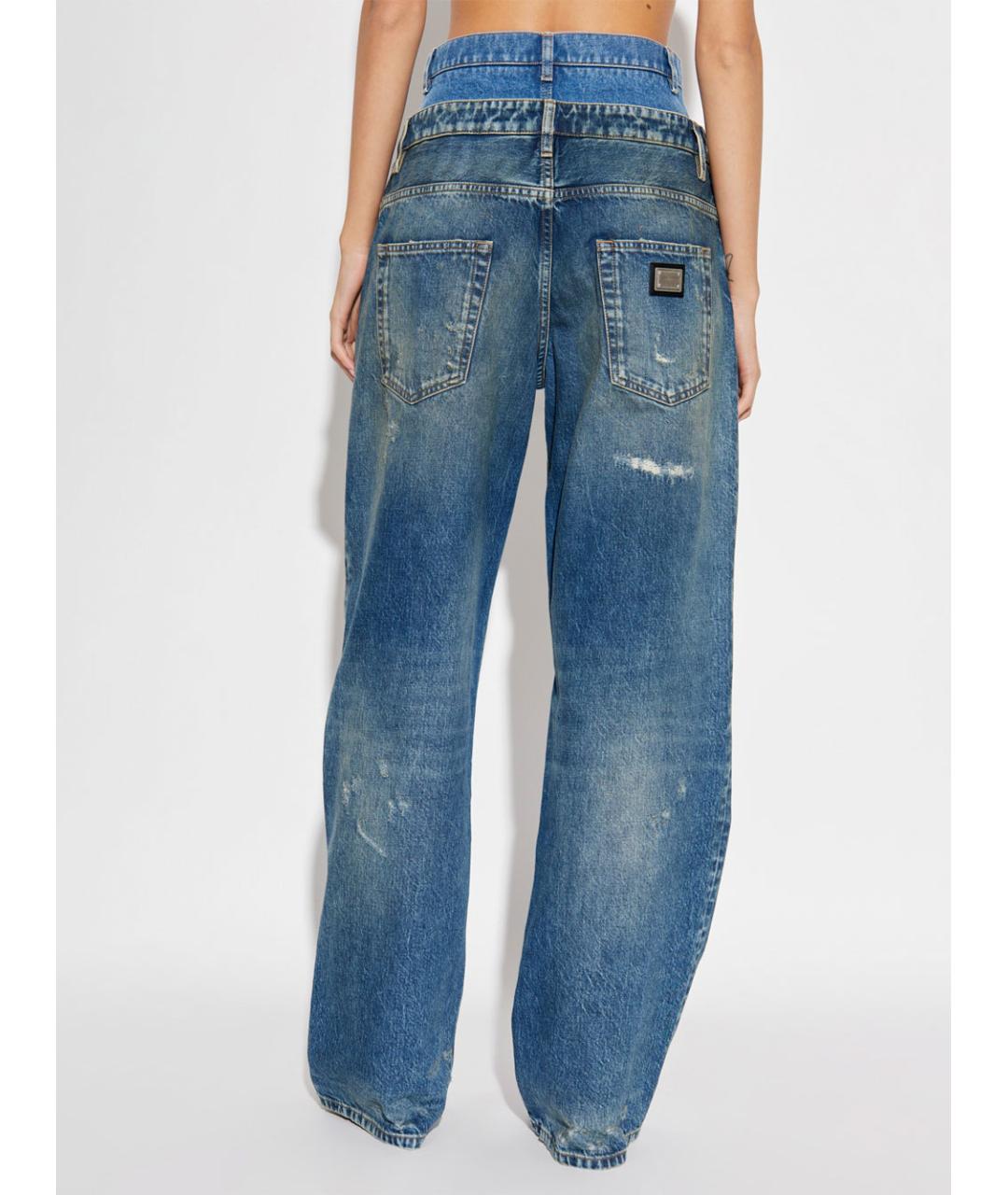 DOLCE&GABBANA Голубые хлопковые прямые джинсы, фото 3