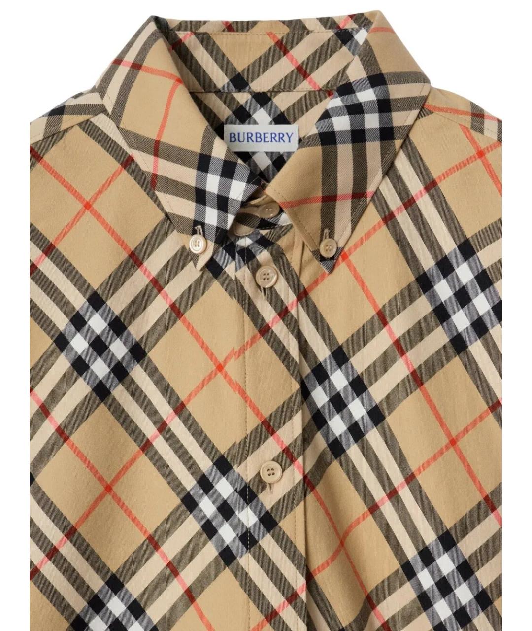 BURBERRY Бежевая хлопковая рубашка, фото 3